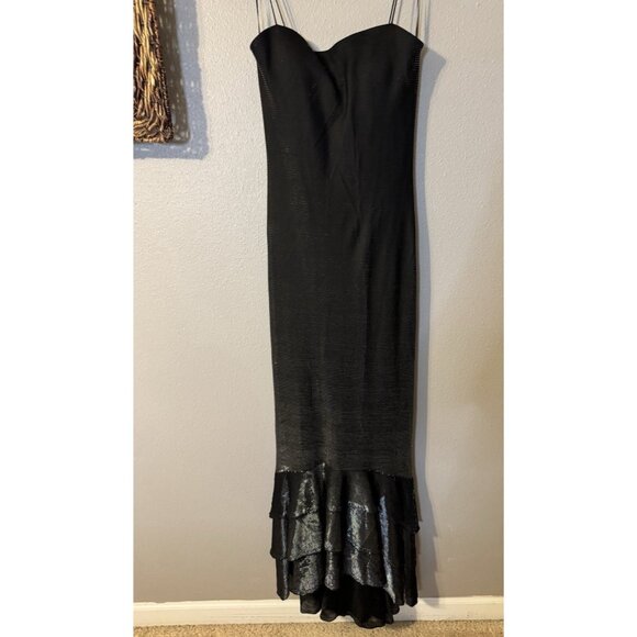 Vintage JS Boutique Ruffle Dress Gradient Silver Black Whimsigoth 10 Costume - Picture 15 of 16